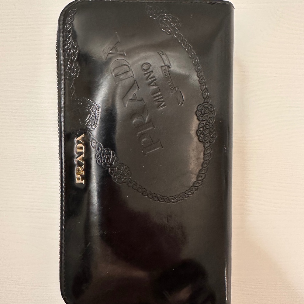 PRADA Black Patent Leather Wallet
